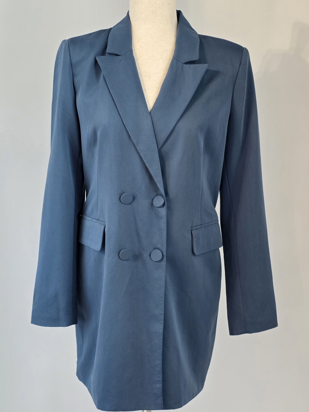 7 For All Mankind Slate Blue Double-Breasted Blazer Dress  Womens Size  Small
